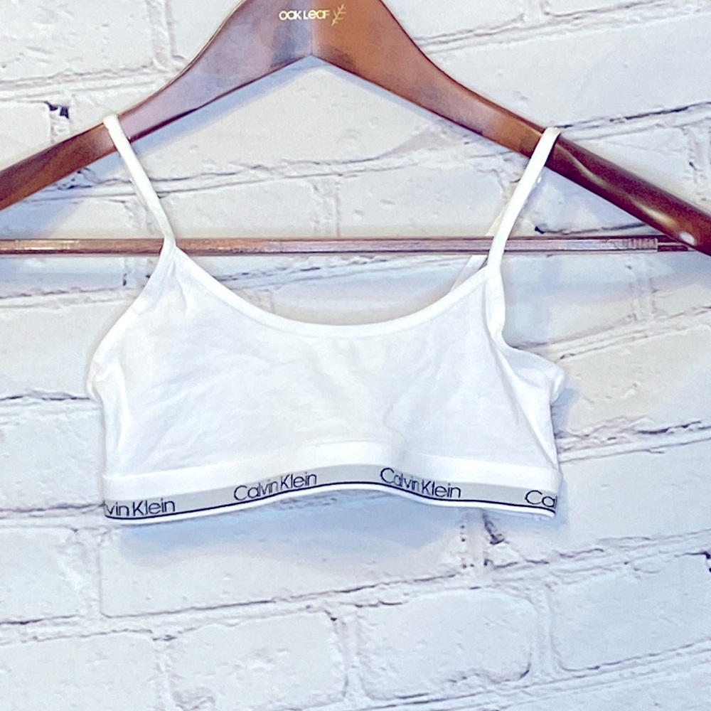 Calvin Klein Girl's White Cotton Training Bra Size 6/6X Excellent Condition